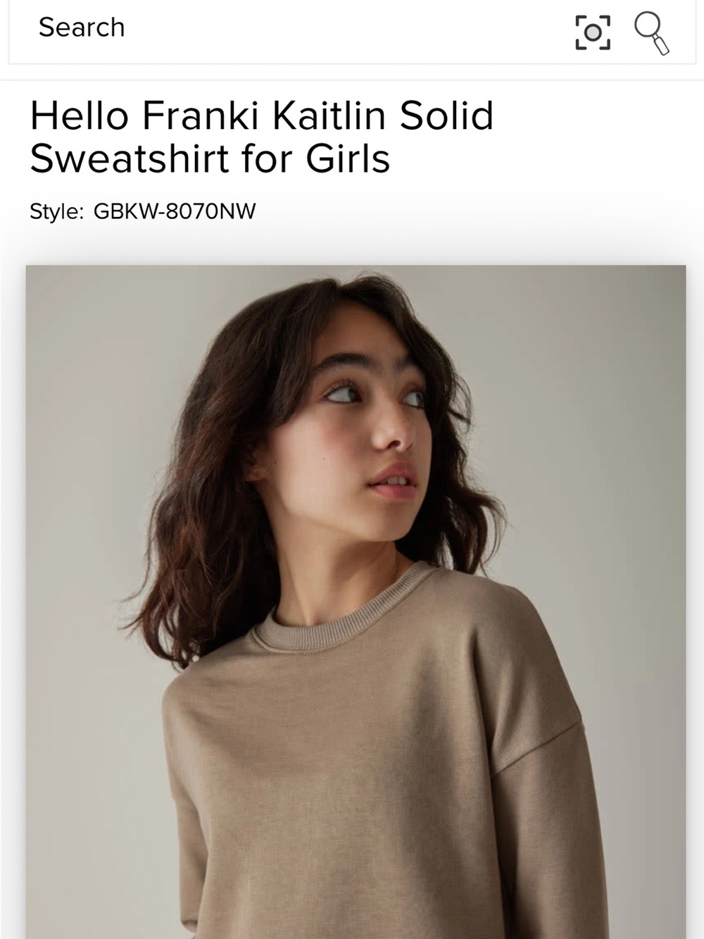 Francesca's Collections Girls' Kaitlin Crewneck Sweatshirt in Taupe